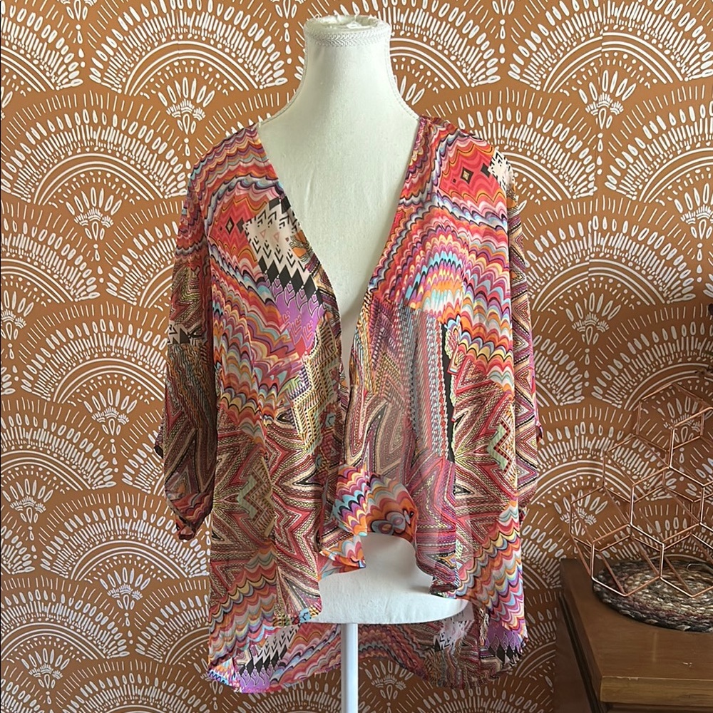 Bright Patterned Kimono Top